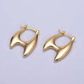 16K Gold plated Double Spiked H-Shaped French Lock Latch Hoop Earrings | AB087 - DLUXCA