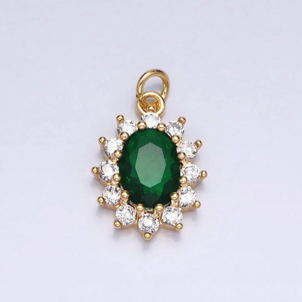 16K Gold plated Emerald Green Oval Celestial Sun Star Add-On Charm in Gold & Silver | AC962 AC963