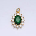 16K Gold plated Emerald Green Oval Celestial Sun Star Add-On Charm in Gold & Silver | AC962 AC963