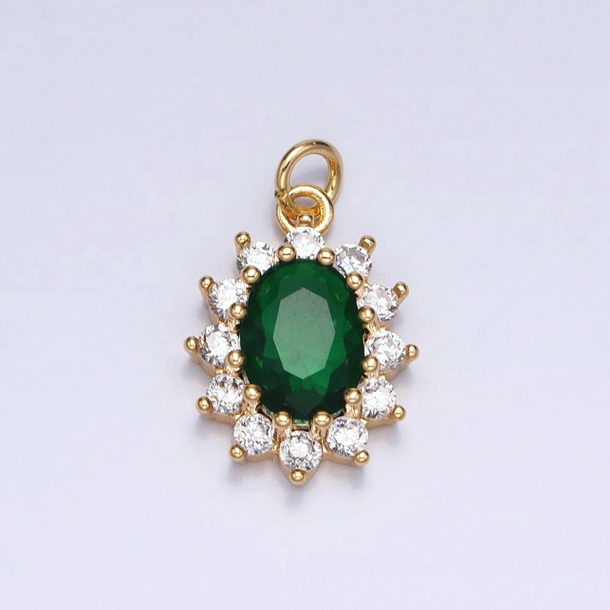 16K Gold plated Emerald Green Oval Celestial Sun Star Add-On Charm in Gold & Silver | AC962 AC963