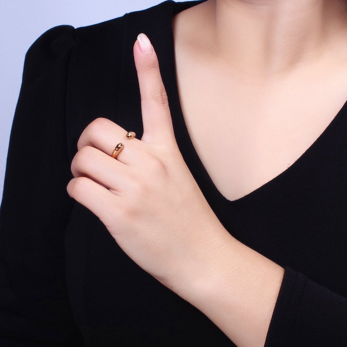 16K Gold plated Engraved S Crescent Moon Open Adjustable Ring in Gold & Silver | O - 1926 O - 1927 - DLUXCA