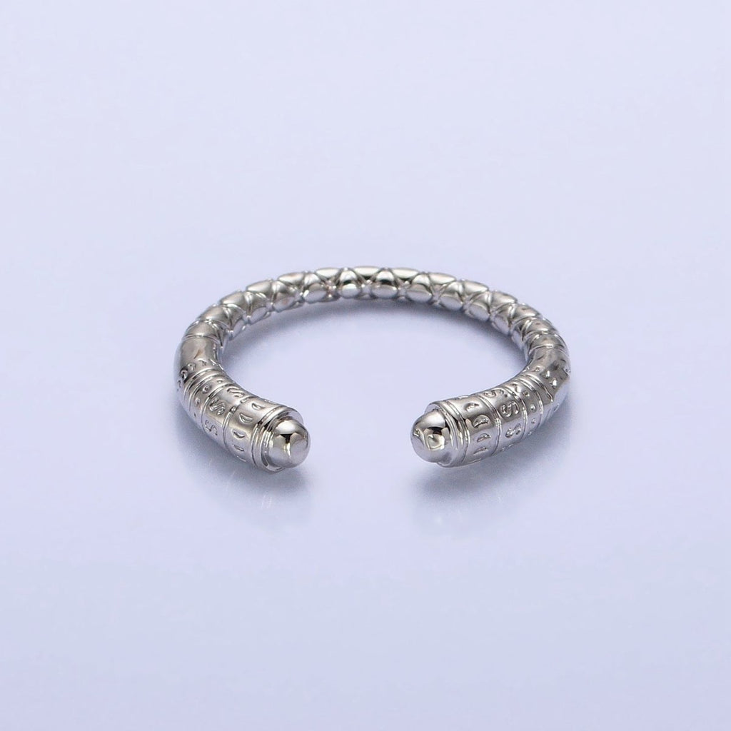 16K Gold plated Engraved S Crescent Moon Open Adjustable Ring in Gold & Silver | O - 1926 O - 1927 - DLUXCA