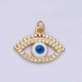 16K Gold plated Evil Eye Enamel Micro Paved CZ Charm | AC1135 - DLUXCA