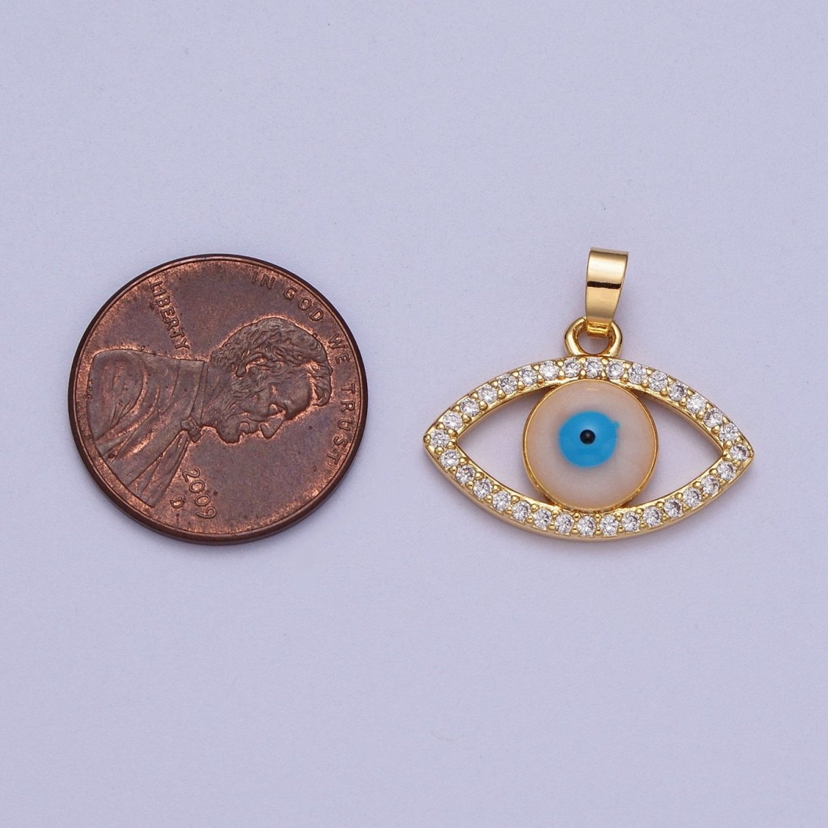 16K Gold plated Evil Eye of Ra Micro Paved CZ Cubic Zirconia Pendant For Protection Jewelry | X-691 - DLUXCA