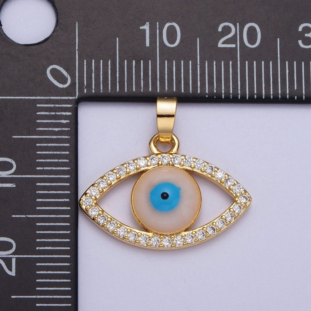 16K Gold plated Evil Eye of Ra Micro Paved CZ Cubic Zirconia Pendant For Protection Jewelry | X-691 - DLUXCA