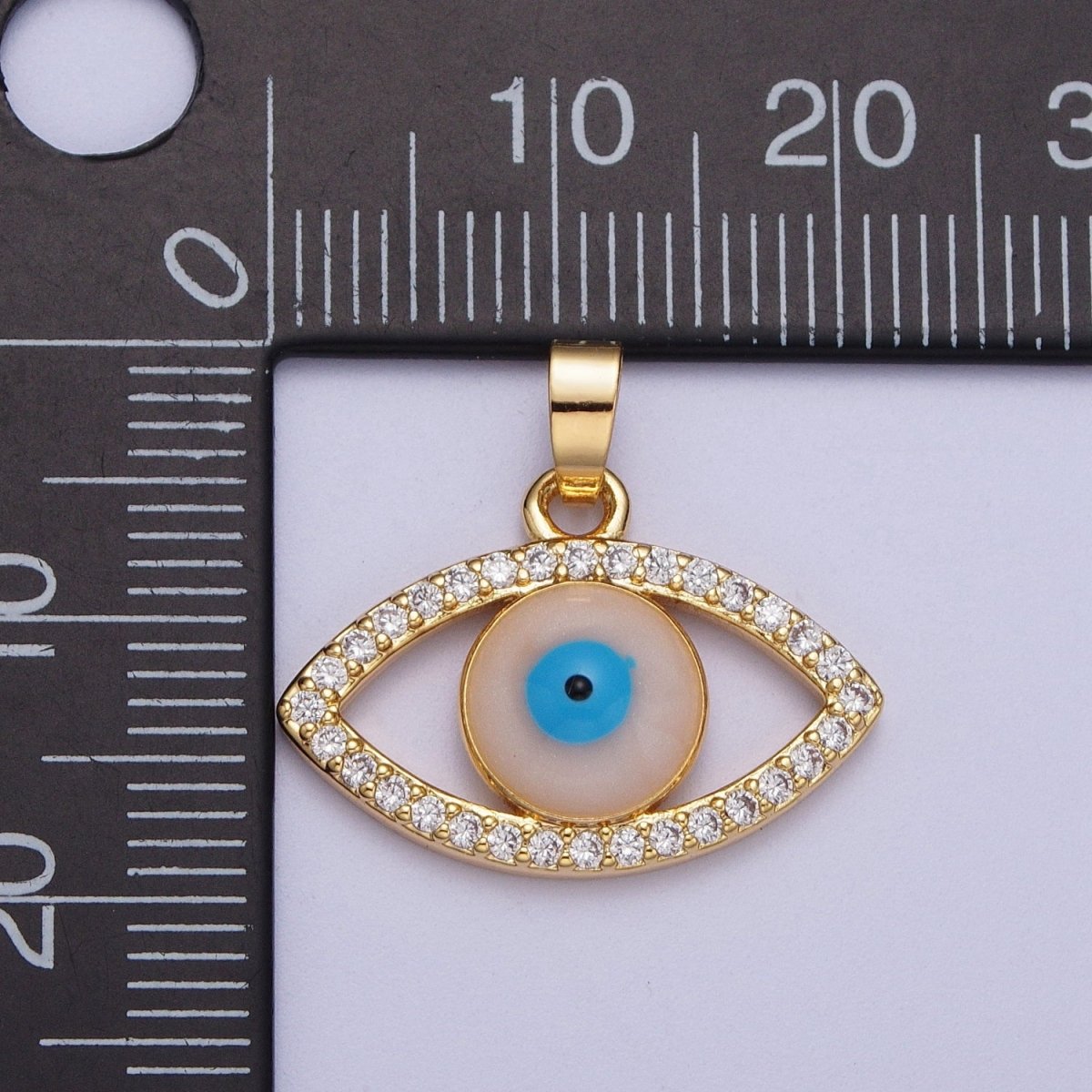 16K Gold plated Evil Eye of Ra Micro Paved CZ Cubic Zirconia Pendant For Protection Jewelry | X-691 - DLUXCA