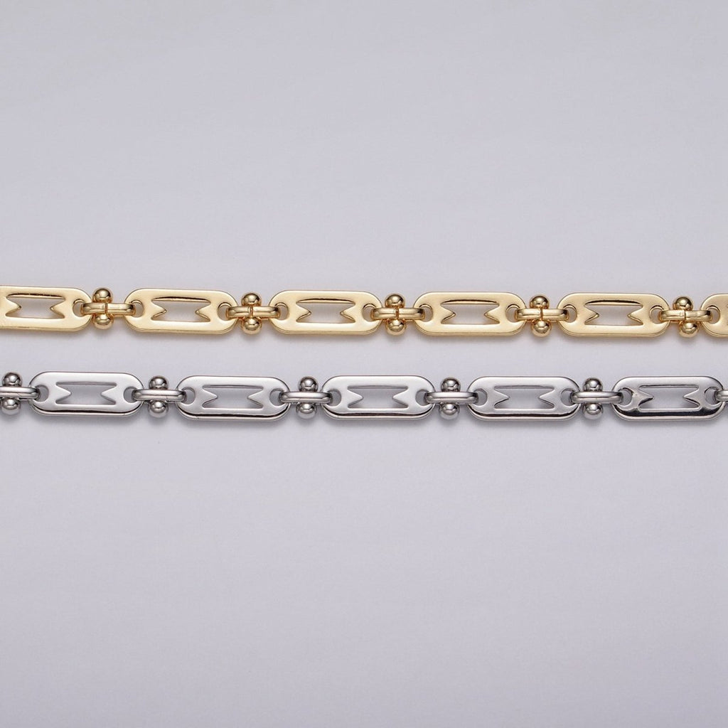 16k Gold plated Figaro Long and Short Fancy 5mm Unfinished Chain in Gold & Silver | ROLL-1163 ROLL-1164 Clearance Pricing - DLUXCA