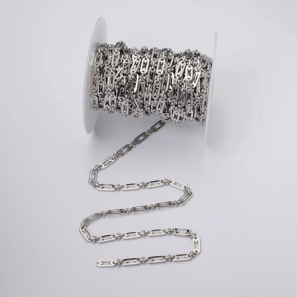 16k Gold plated Figaro Long and Short Fancy 5mm Unfinished Chain in Gold & Silver | ROLL-1163 ROLL-1164 Clearance Pricing - DLUXCA