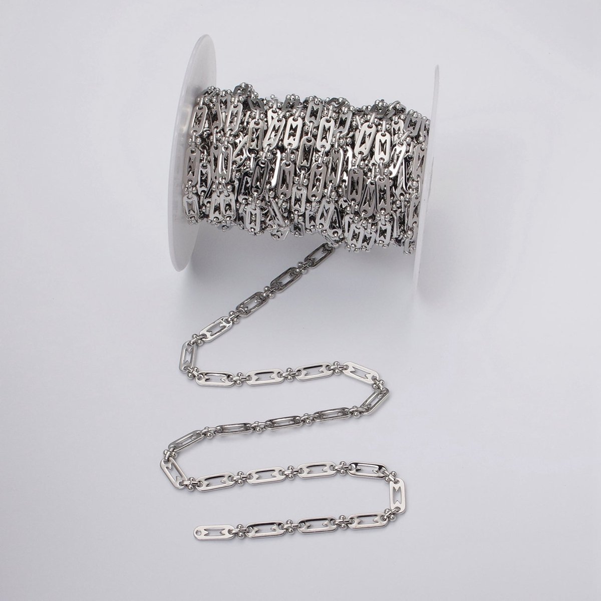 16k Gold plated Figaro Long and Short Fancy 5mm Unfinished Chain in Gold & Silver | ROLL-1163 ROLL-1164 Clearance Pricing - DLUXCA