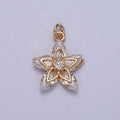 16K Gold plated Flower Petal Marquise Round Cubic Zirconia Charm Jewelry Making | X-233 - DLUXCA