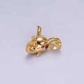 16K Gold plated Fuchsia CZ Eyed Elephant Jungle Animal Bead Spacer | B-782 - DLUXCA
