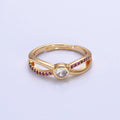 16K Gold plated Fuchsia Micro Paved Infinity Geometric CZ Adjustable Ring in Gold & Silver | O-1912 O-1913