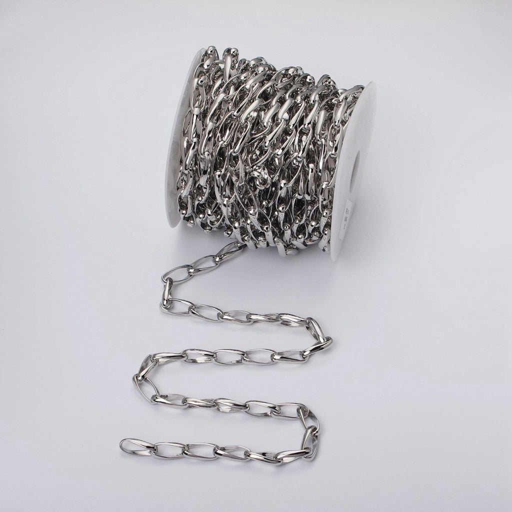 16k Gold plated Geometric Twist Curved PaperClip Unfinished Chain by Yard in Gold & Silver | ROLL-1169 ROLL-1170 Clearance Pricing - DLUXCA