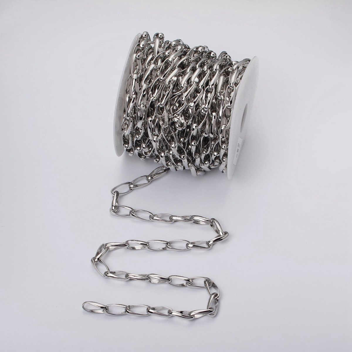 16k Gold plated Geometric Twist Curved PaperClip Unfinished Chain by Yard in Gold & Silver | ROLL-1169 ROLL-1170 Clearance Pricing - DLUXCA