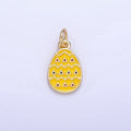 16K Gold plated Geometric Yellow Enamel Easter Egg Charm | C123 - DLUXCA