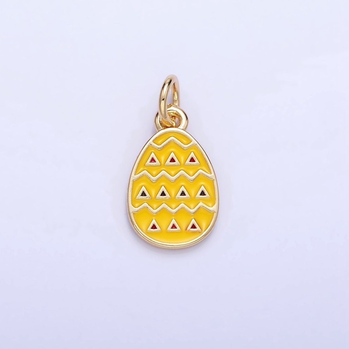 16K Gold plated Geometric Yellow Enamel Easter Egg Charm | C123 - DLUXCA