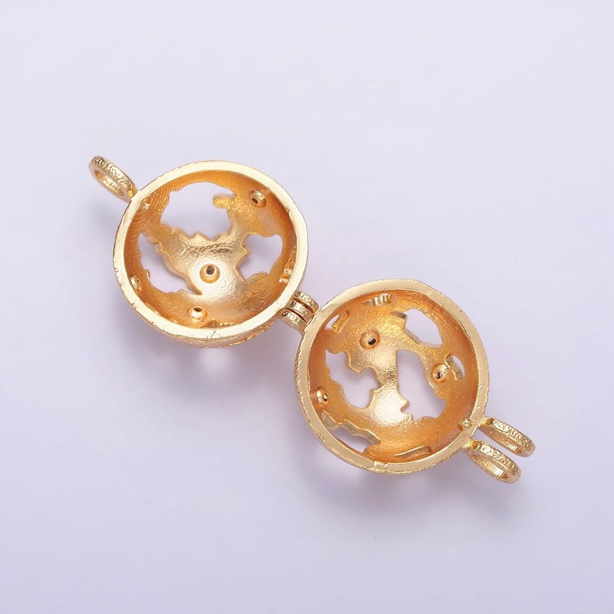 16K Gold plated Globe Open Round Bead Locket Pendant | AA537 - DLUXCA