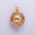 16K Gold plated Globe Open Round Bead Locket Pendant | AA537 - DLUXCA