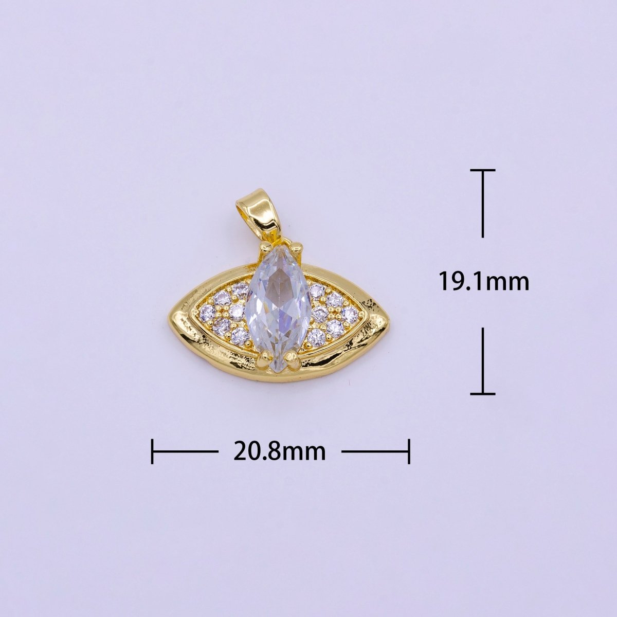 16K Gold plated Green, Clear Marquise Evil Eye Micro Paved CZ Pendant | AA415 AA416