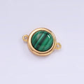 16K Gold plated Green Malachite Bezel Round Connector | G-152 - DLUXCA