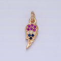 16K Gold plated Half Angel Wings Micro Paved Multicolor/Clear Cubic Zirconia Matching Charms | X-245 X-246
