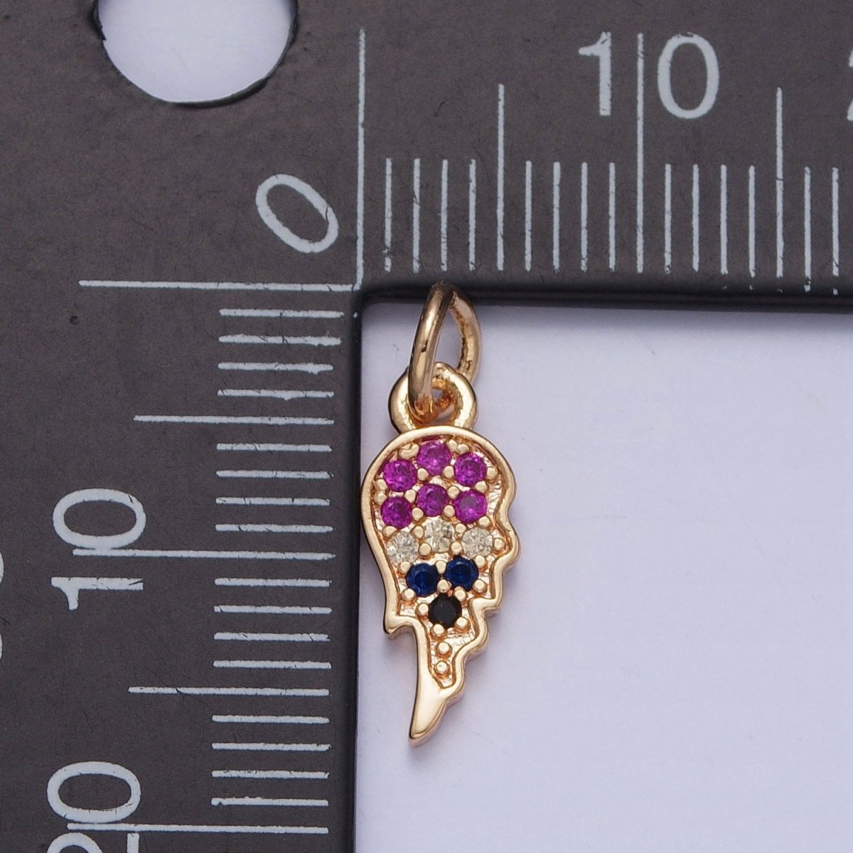 16K Gold plated Half Angel Wings Micro Paved Multicolor/Clear Cubic Zirconia Matching Charms | X-245 X-246