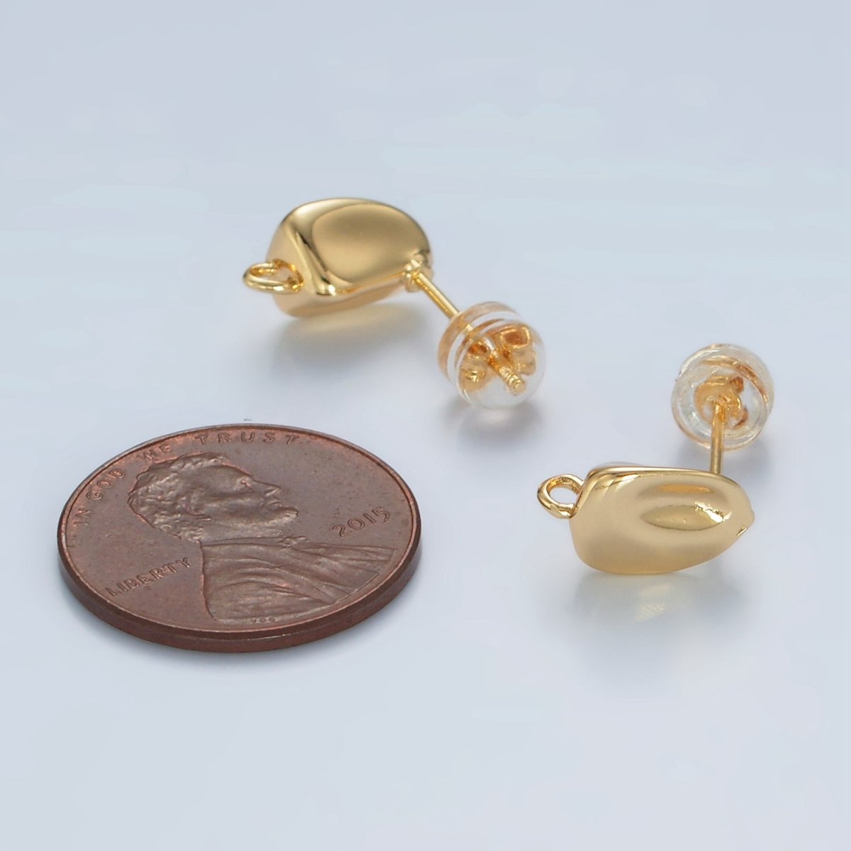 16K Gold plated Hammered Bar Open Loop Stud Earrings Findings in Gold & Silver | Z840 Z841 - DLUXCA