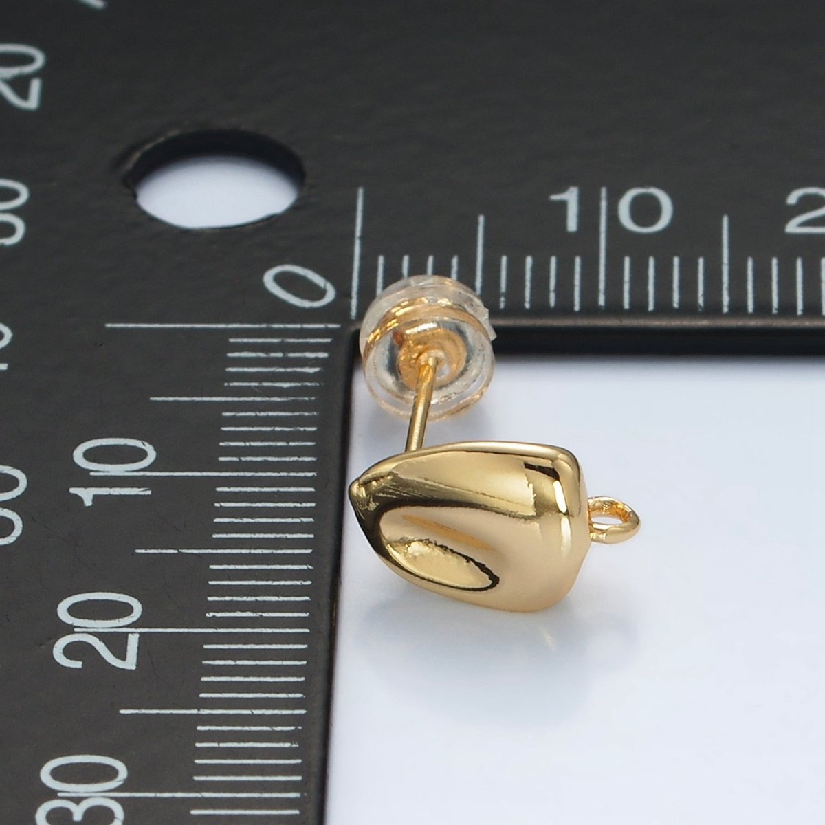16K Gold plated Hammered Bar Open Loop Stud Earrings Findings in Gold & Silver | Z840 Z841 - DLUXCA