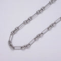 16K Gold plated Hammered Figaro Long and Short Fancy Unfinished Chain by Yard in Gold & Silver | ROLL-1217 ROLL-1218 Clearance Pricing - DLUXCA