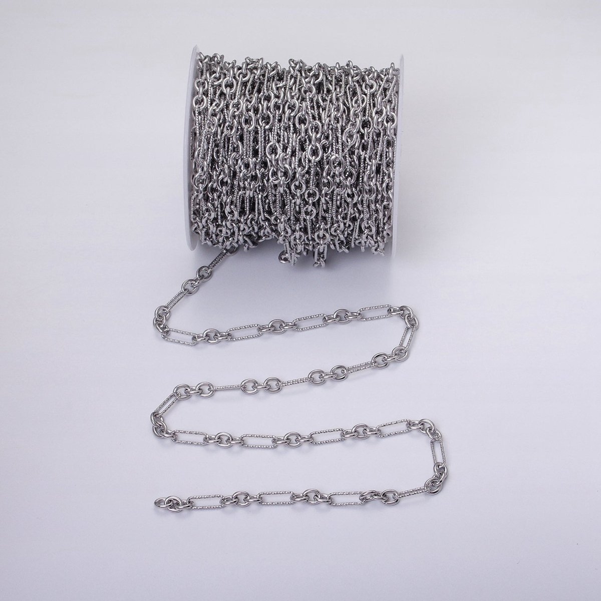 16K Gold plated Hammered Figaro Long and Short Fancy Unfinished Chain by Yard in Gold & Silver | ROLL-1217 ROLL-1218 Clearance Pricing - DLUXCA