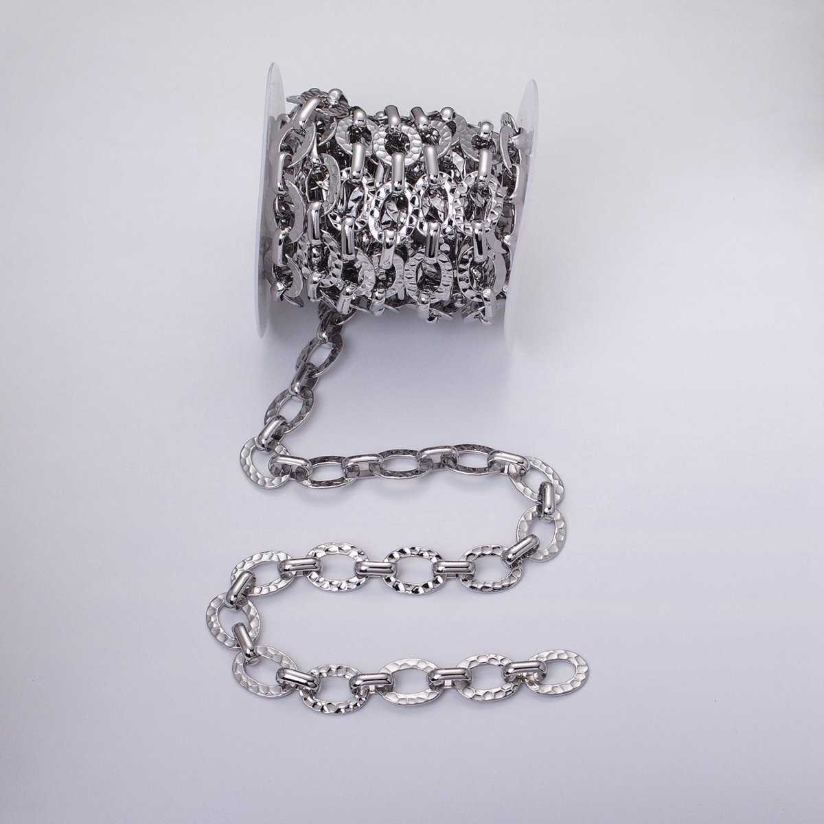 16K Gold plated Hammered Oval Cable Chain Chain, Silver Unique Chain by Yard for Jewelry Making Supply | ROLL-1257 1258 Clearance Pricing - DLUXCA