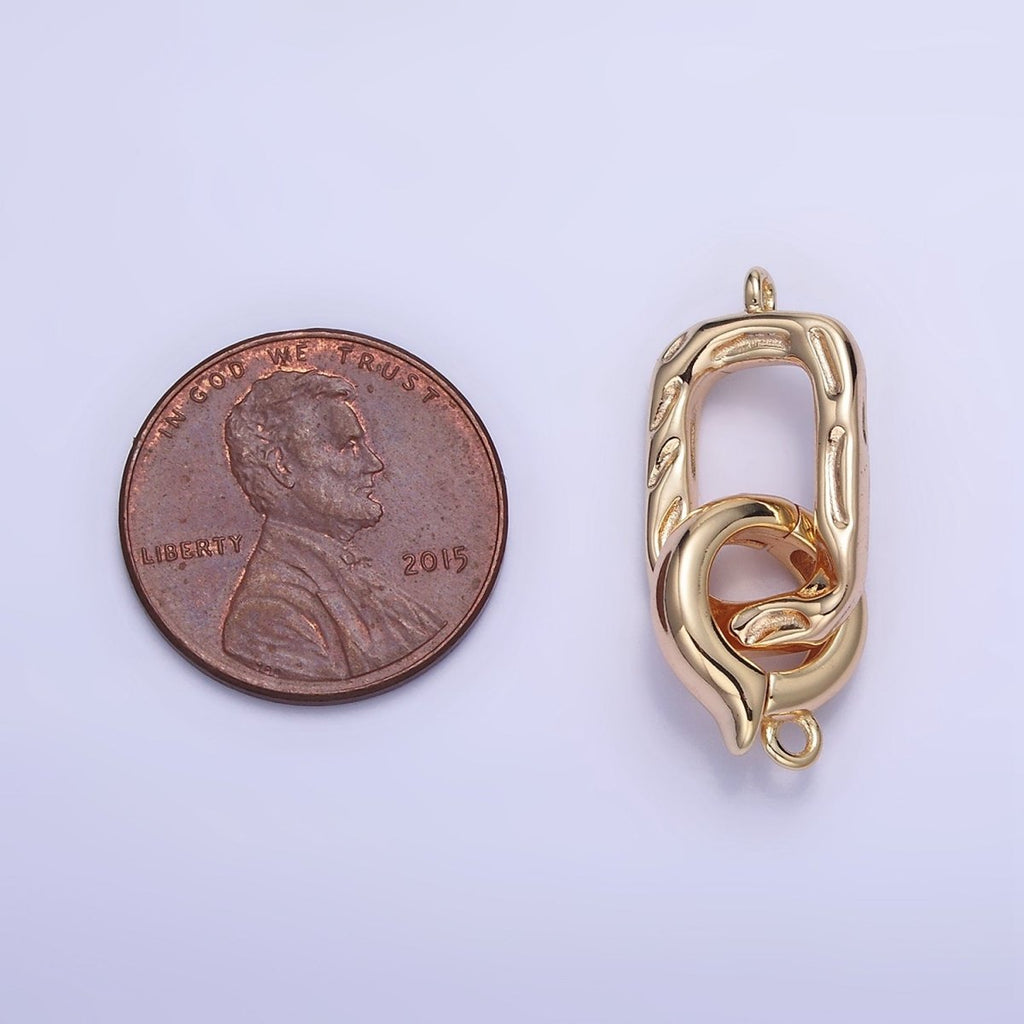16K Gold plated Hammered Rectangular Snap Latch Finding Set in Gold & Silver | Z792 - DLUXCA