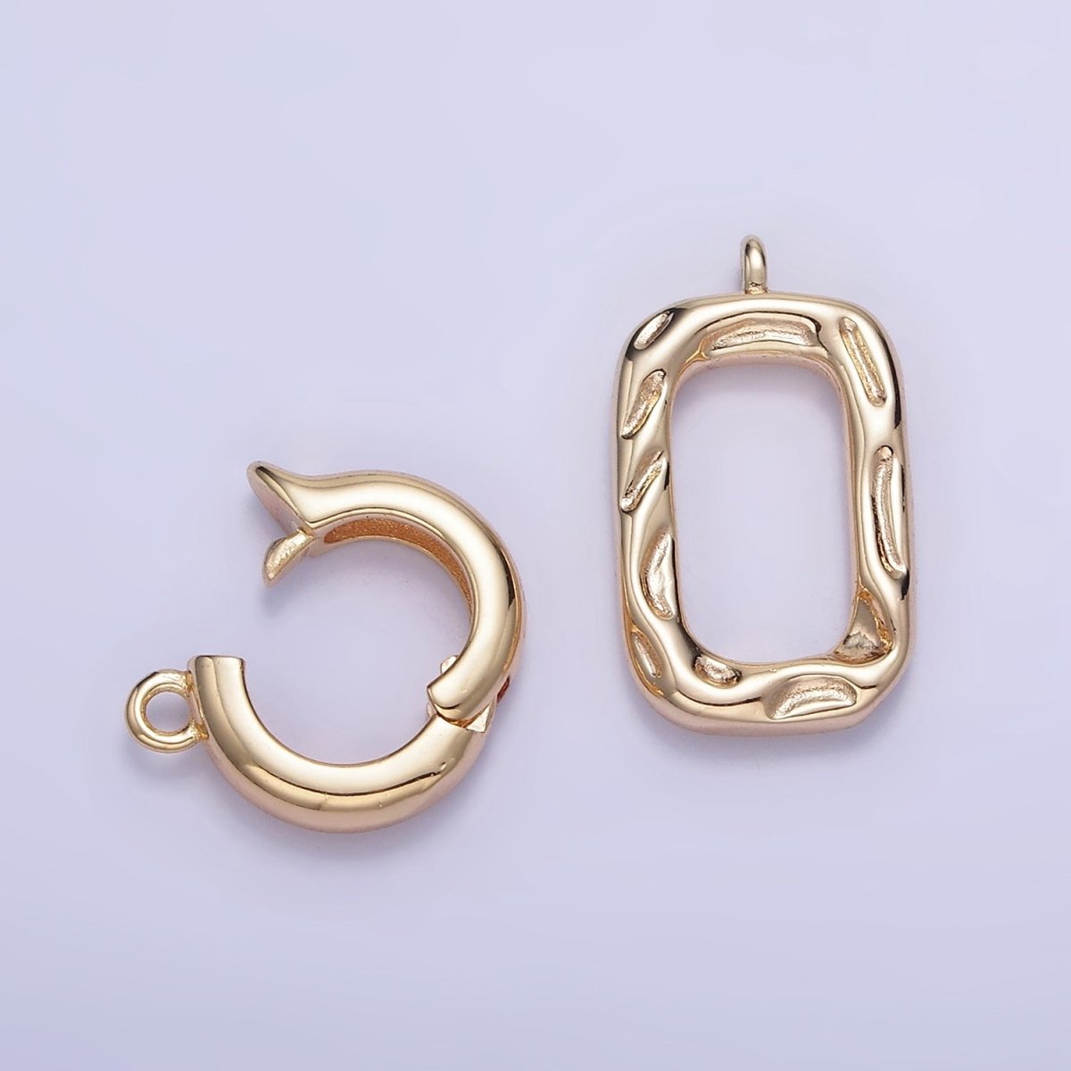 16K Gold plated Hammered Rectangular Snap Latch Finding Set in Gold & Silver | Z792 - DLUXCA