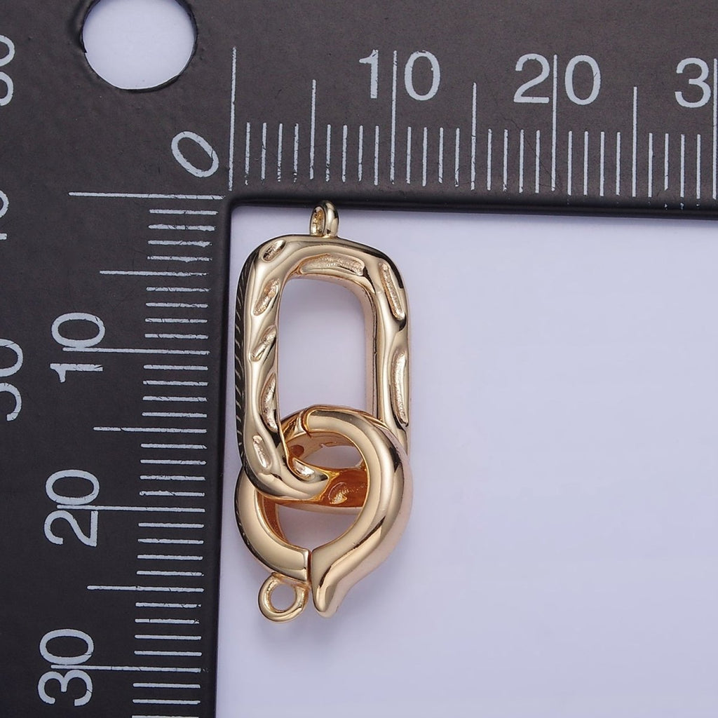 16K Gold plated Hammered Rectangular Snap Latch Finding Set in Gold & Silver | Z792 - DLUXCA