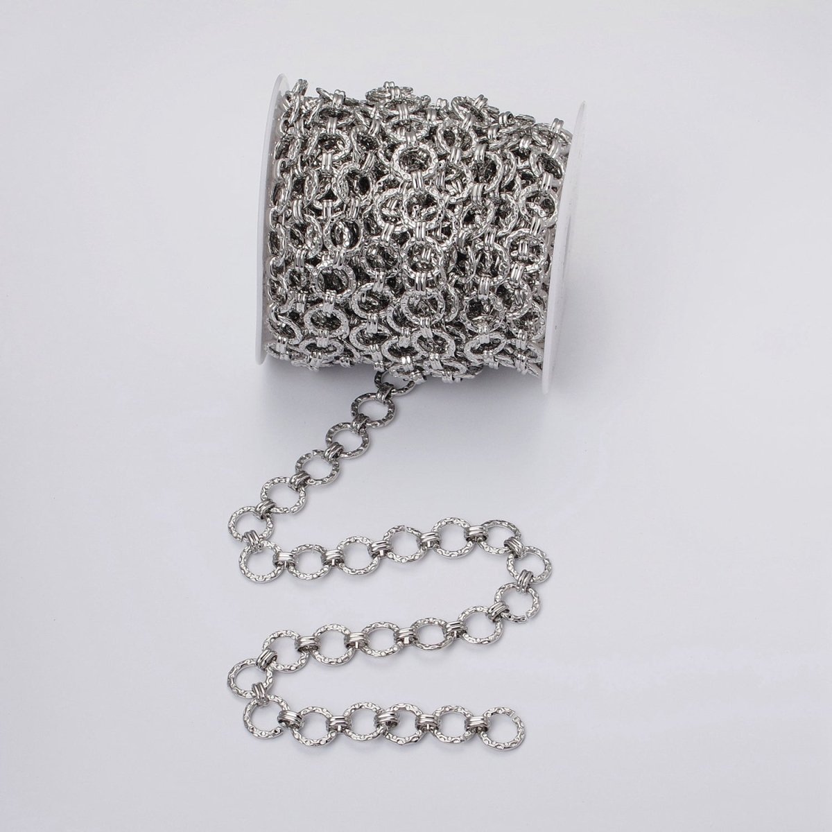 16k Gold plated Hammered Rolo Unique Unfinished Chain by Yard in Gold & Silver | ROLL-1173 ROLL-1174 Clearance Pricing