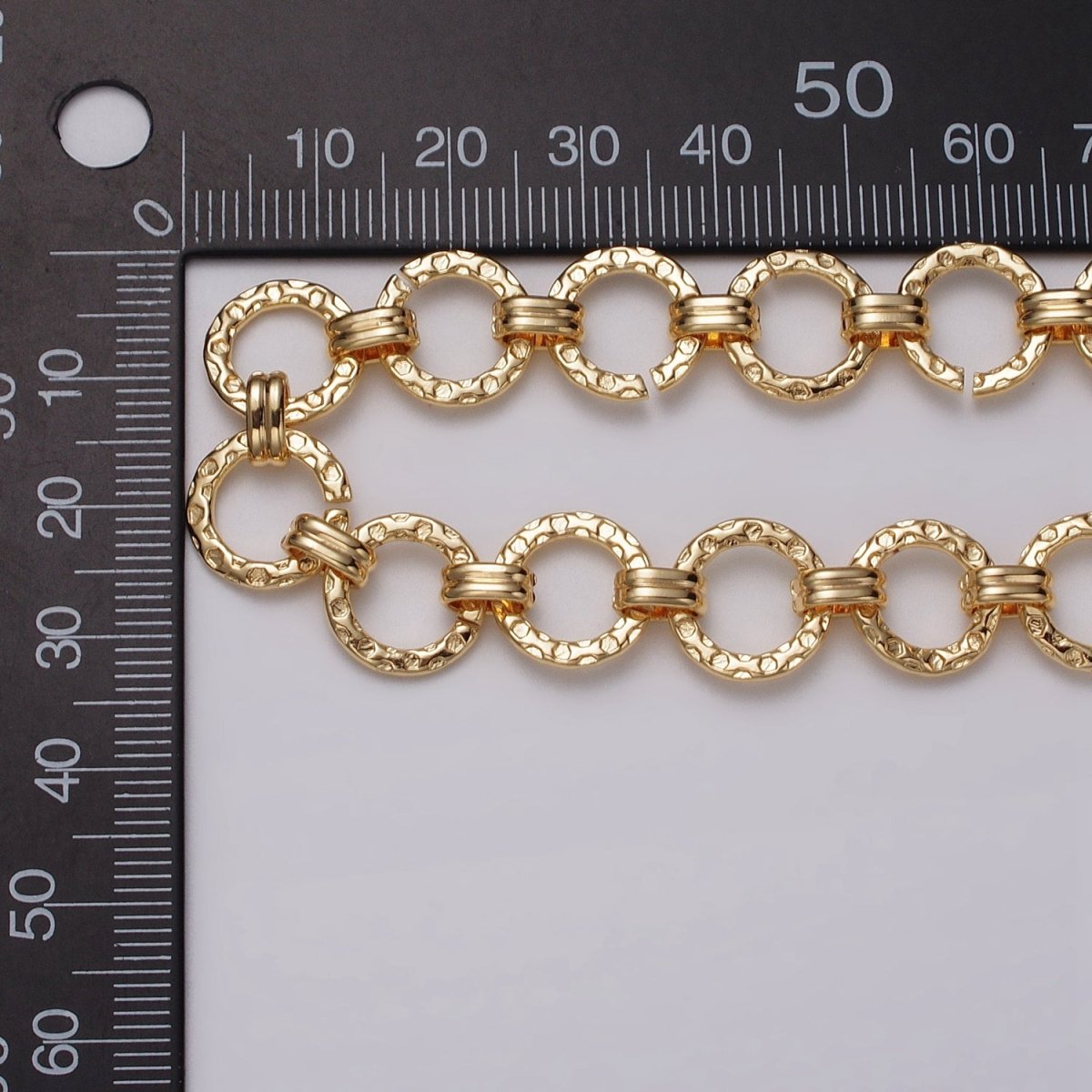 16k Gold plated Hammered Rolo Unique Unfinished Chain by Yard in Gold & Silver | ROLL-1173 ROLL-1174 Clearance Pricing