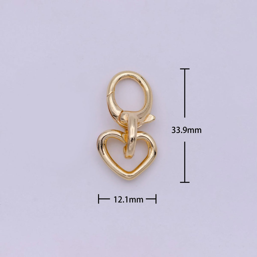 16K Gold plated Heart Charm Holder with Lobster Clasp K-205 - DLUXCA
