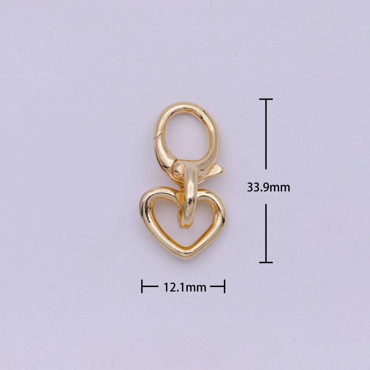 16K Gold plated Heart Charm Holder with Lobster Clasp K-205 - DLUXCA