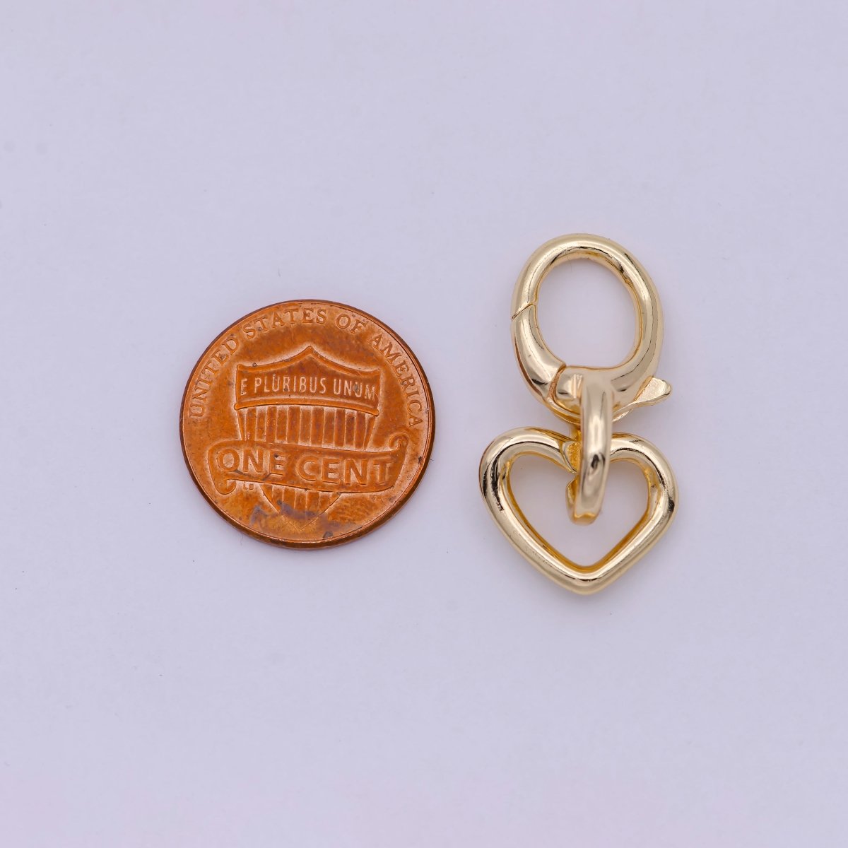 16K Gold plated Heart Charm Holder with Lobster Clasp K-205 - DLUXCA