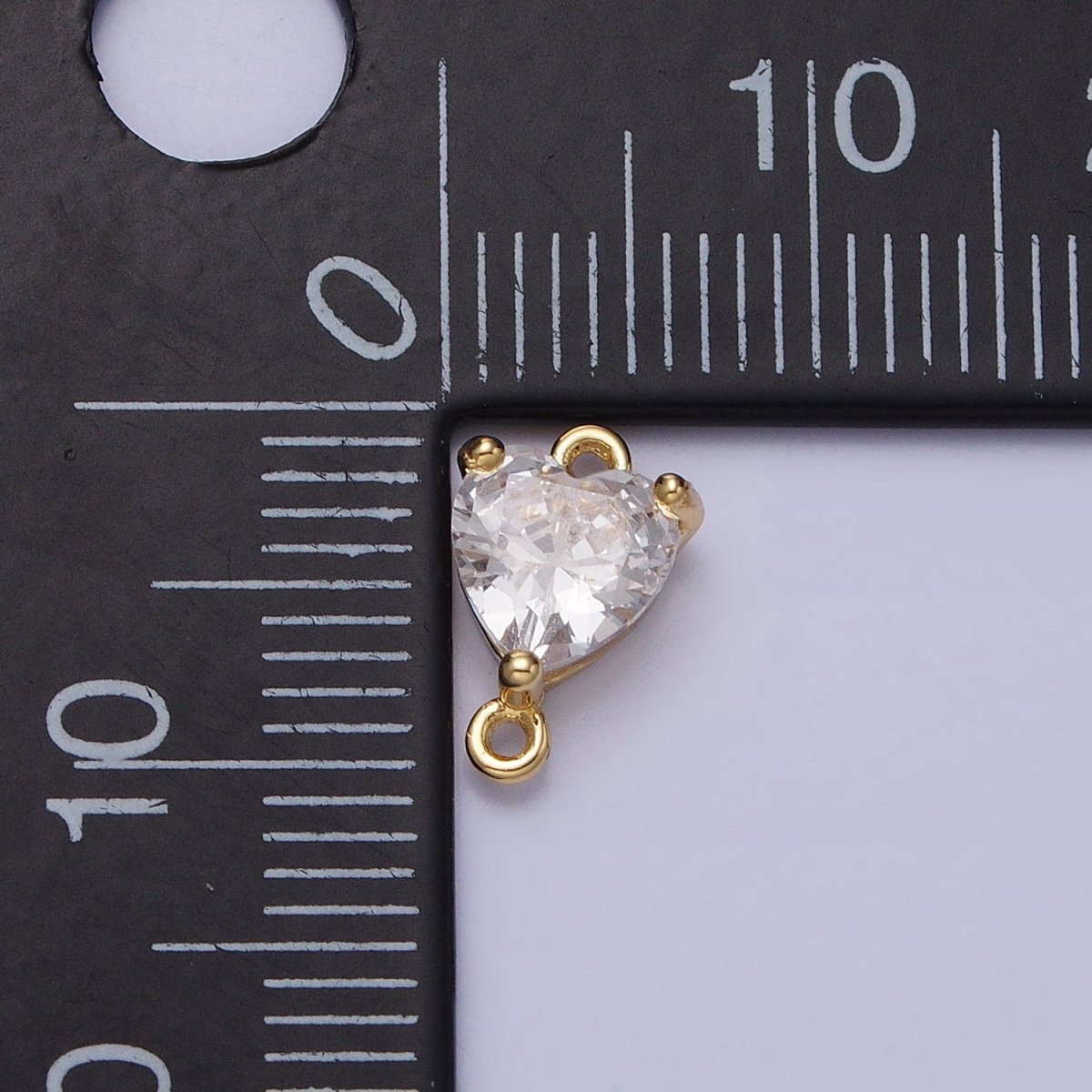 16K Gold plated Heart Clear CZ Link Connector in Gold & Silver | AD1329 AD1330 - DLUXCA