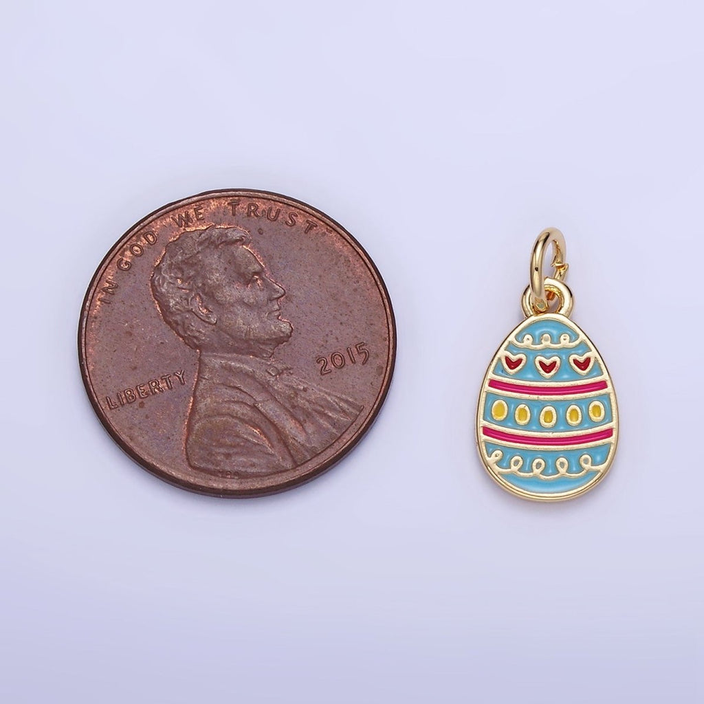 16K Gold plated Heart Multicolor Enamel Easter Egg Charm | C130 - DLUXCA