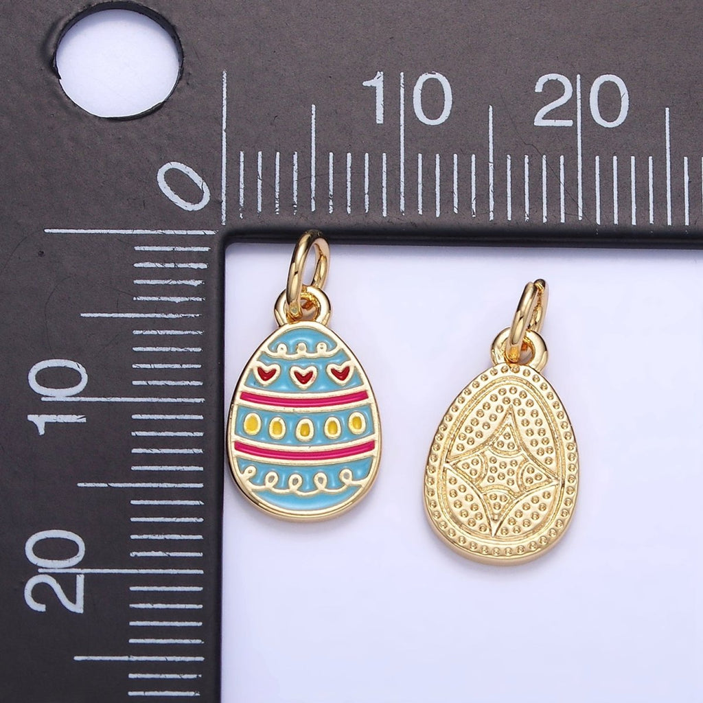 16K Gold plated Heart Multicolor Enamel Easter Egg Charm | C130 - DLUXCA