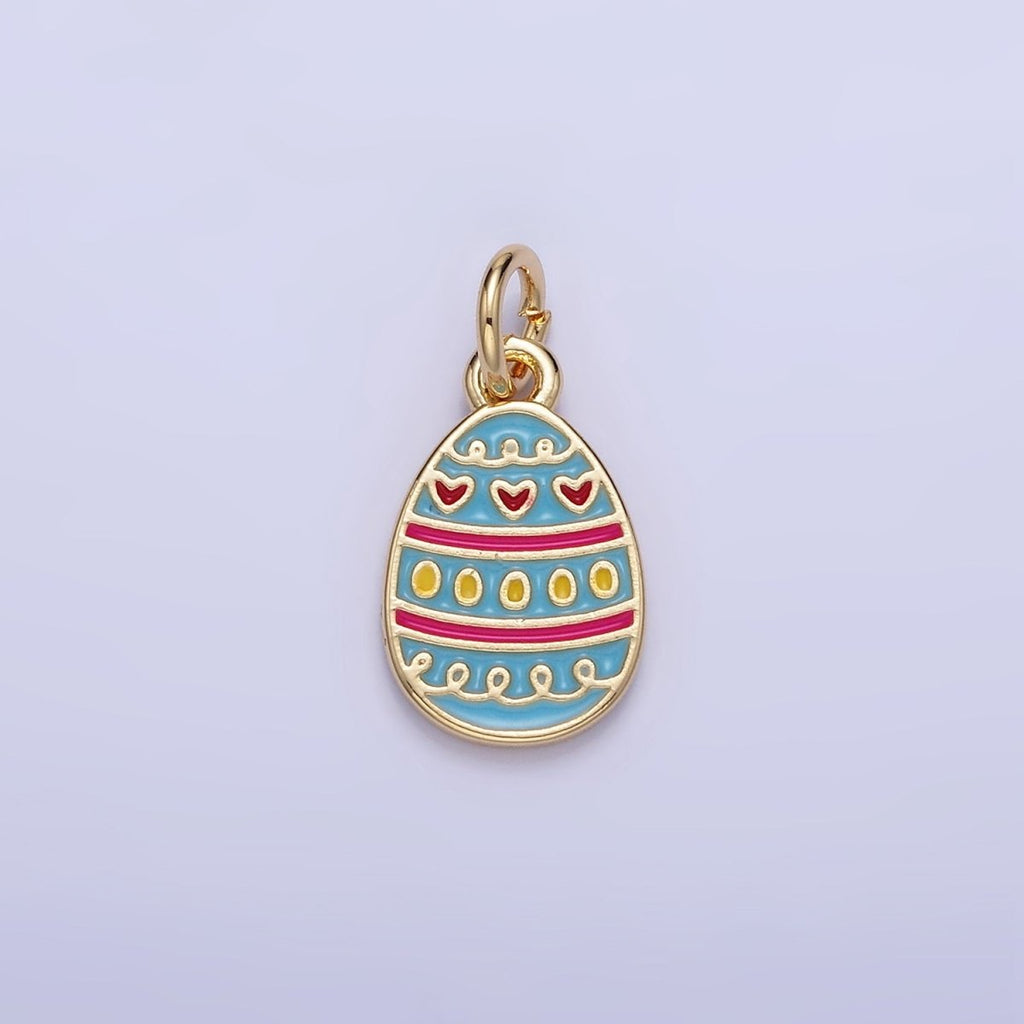 16K Gold plated Heart Multicolor Enamel Easter Egg Charm | C130 - DLUXCA