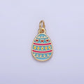 16K Gold plated Heart Multicolor Enamel Easter Egg Charm | C130 - DLUXCA