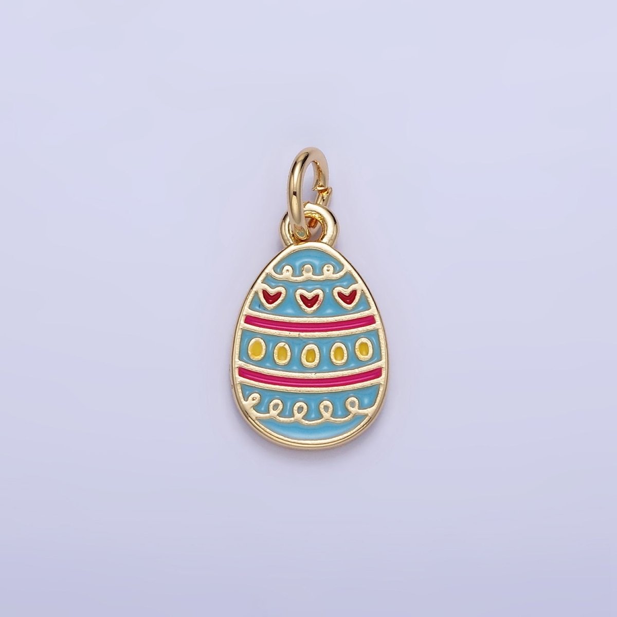 16K Gold plated Heart Multicolor Enamel Easter Egg Charm | C130 - DLUXCA