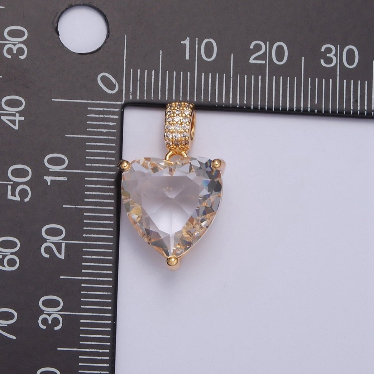 16K Gold plated Heart Pendant, Micro Pave CZ Cubic Zirconia Love Valentine For DIY Jewelry Making I-071 - DLUXCA