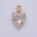 16K Gold plated Heart Pendant, Micro Pave CZ Cubic Zirconia Love Valentine For DIY Jewelry Making I-071 - DLUXCA