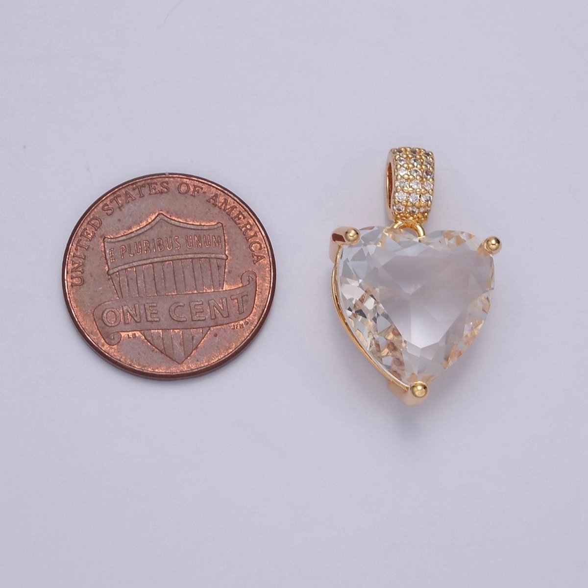 16K Gold plated Heart Pendant, Micro Pave CZ Cubic Zirconia Love Valentine For DIY Jewelry Making I-071 - DLUXCA