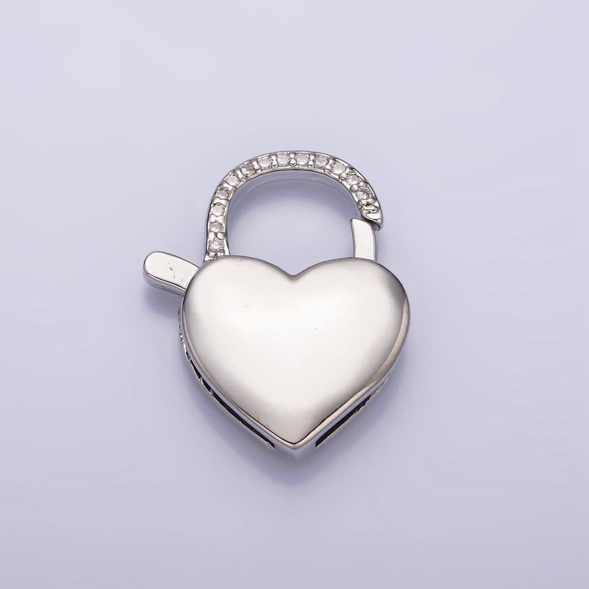 16K Gold plated Heart Shaped Lock, Clear Micro Pave CZ Heart Clasp For Necklace Jewelry Making Supplies End Clasp Component Z-935 Z-936 - DLUXCA