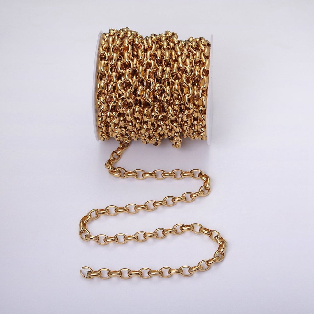 16K Gold plated Large Chunky Gold, Silver Oval Chain, Thick Link Chain by the Yard Wholesale Chain Jewelry Supplies | ROLL-1273 ROLL-1274 Clearance Pricing - DLUXCA